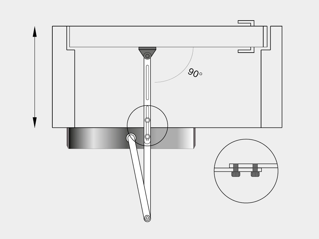 Открывание наружу. Левое положение (необходимо использовать рычаг серии ad-28).